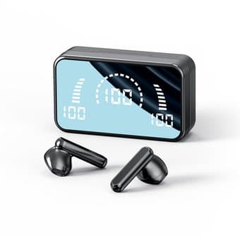 Audifonos Bluetooth 5.1 Pantalla Digital Espejo – Negro
